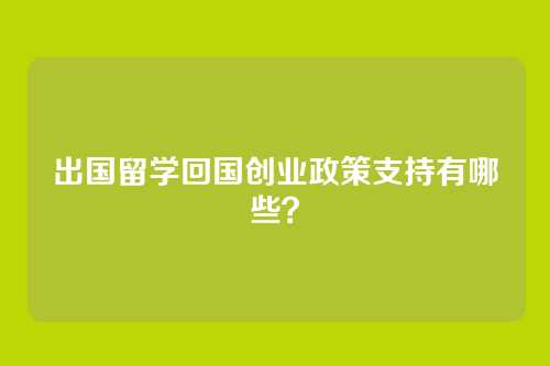 出国留学回国创业政策支持有哪些？