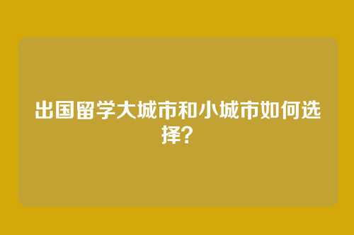 出国留学大城市和小城市如何选择？