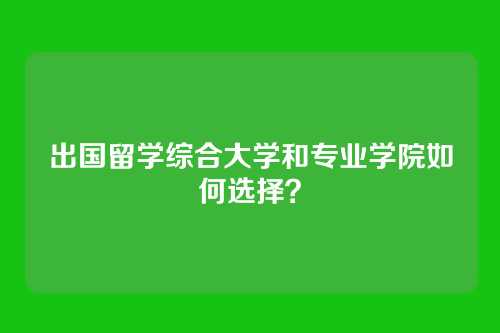 出国留学综合大学和专业学院如何选择？