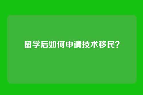 留学后如何申请技术移民？