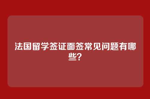 法国留学签证面签常见问题有哪些？