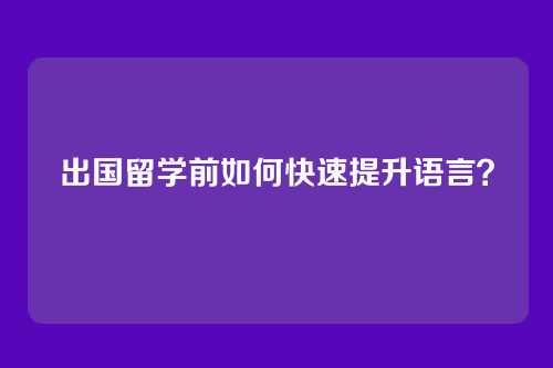 出国留学前如何快速提升语言？