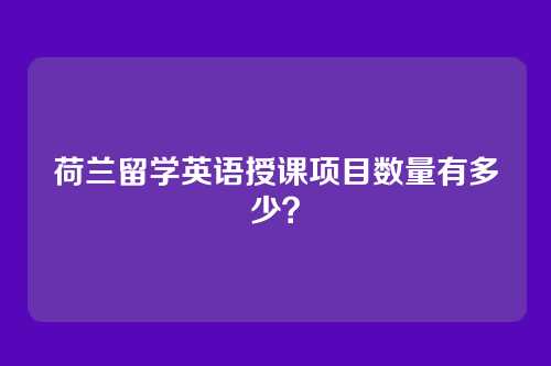 荷兰留学英语授课项目数量有多少？