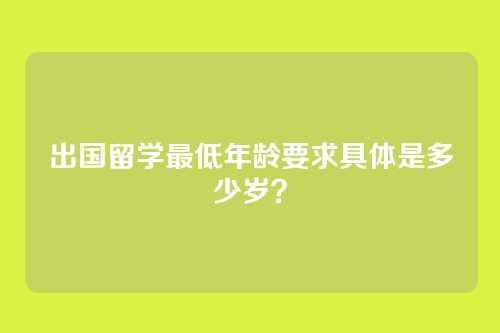 出国留学最低年龄要求具体是多少岁?