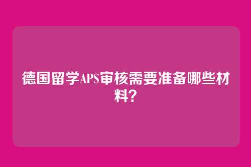 德国留学APS审核需要准备哪些材料？