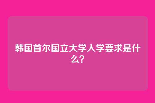 韩国首尔国立大学入学要求是什么？