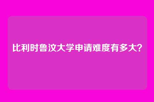 比利时鲁汶大学申请难度有多大？