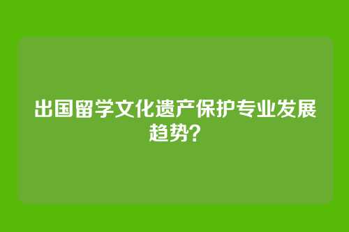 出国留学文化遗产保护专业发展趋势？