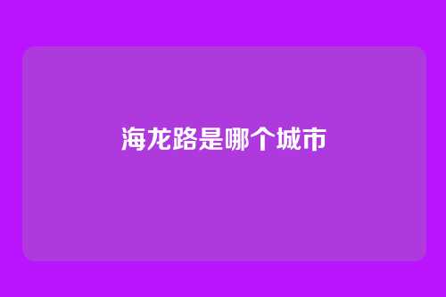 海龙路是哪个城市