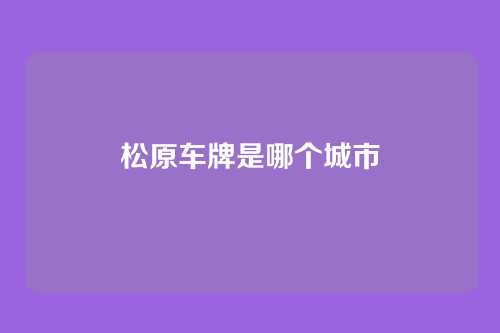 松原车牌是哪个城市