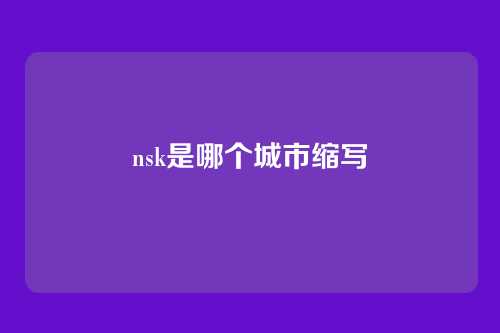 nsk是哪个城市缩写