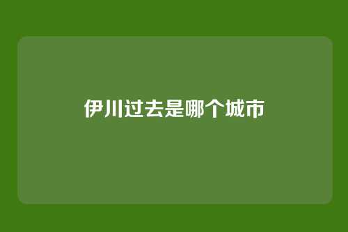 伊川过去是哪个城市