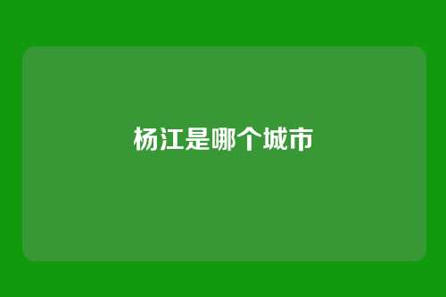 杨江是哪个城市