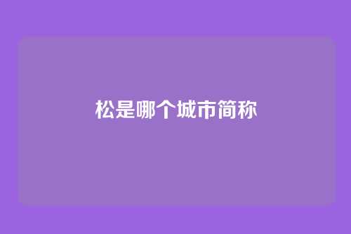 松是哪个城市简称