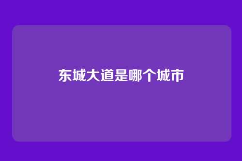 东城大道是哪个城市