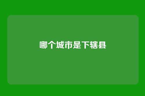 哪个城市是下辖县