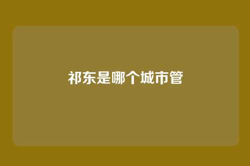 祁东是哪个城市管
