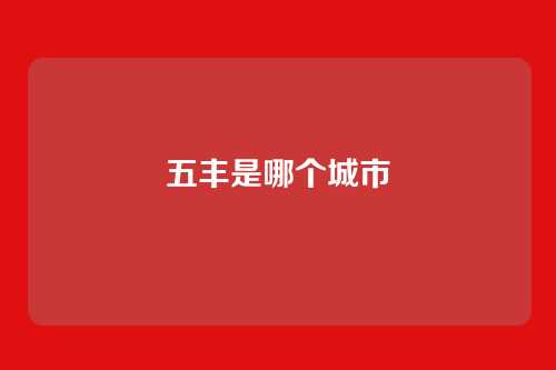 五丰是哪个城市