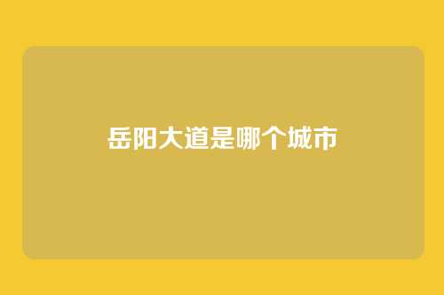 岳阳大道是哪个城市
