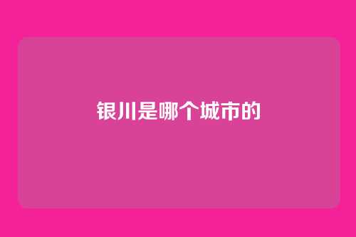 银川是哪个城市的
