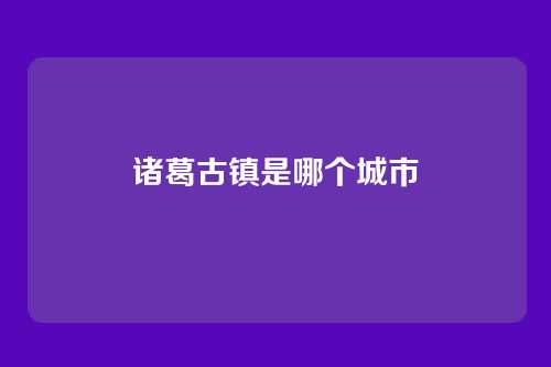 诸葛古镇是哪个城市