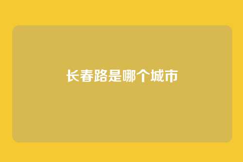 长春路是哪个城市