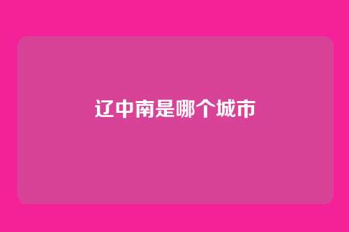 辽中南是哪个城市