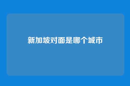 新加坡对面是哪个城市