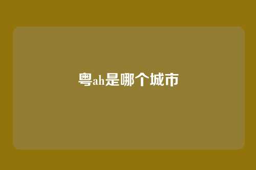 粤ah是哪个城市