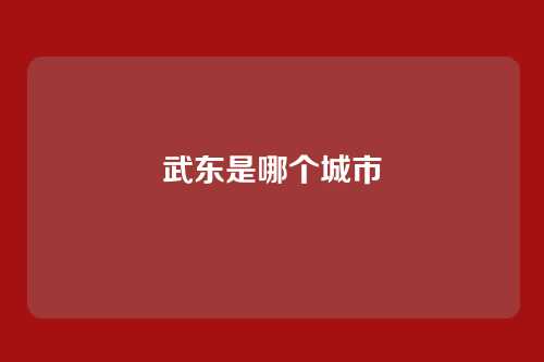 武东是哪个城市
