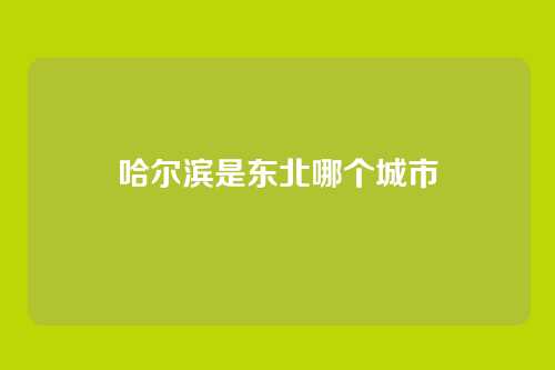 哈尔滨是东北哪个城市