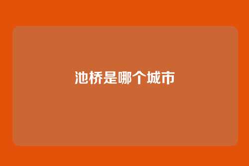 池桥是哪个城市