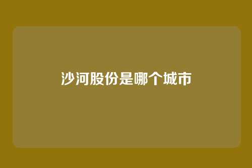 沙河股份是哪个城市