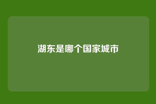 湖东是哪个国家城市