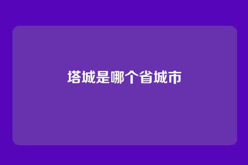 塔城是哪个省城市