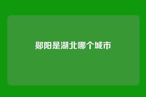 郧阳是湖北哪个城市