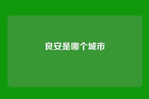 良安是哪个城市