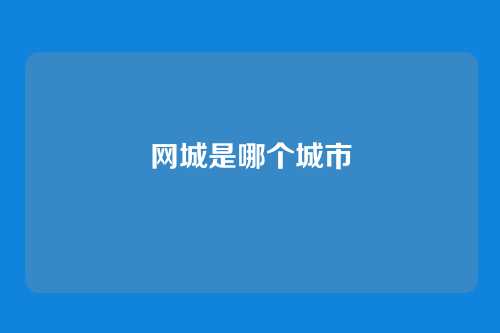 网城是哪个城市