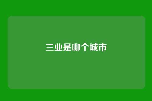 三业是哪个城市