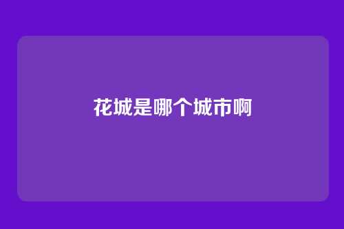 花城是哪个城市啊