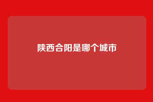 陕西合阳是哪个城市