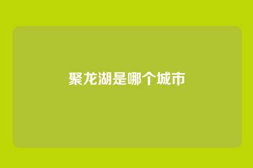 聚龙湖是哪个城市
