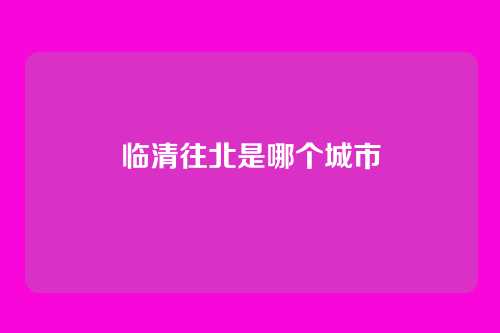 临清往北是哪个城市