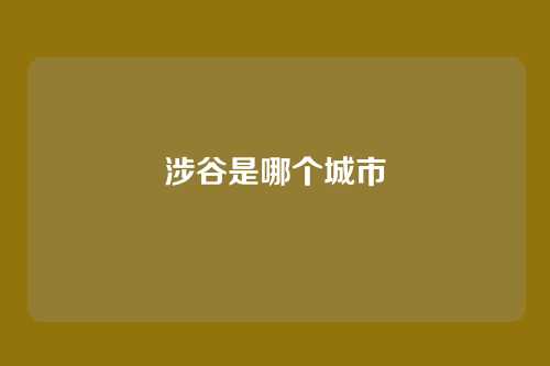 涉谷是哪个城市