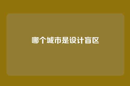 哪个城市是设计盲区