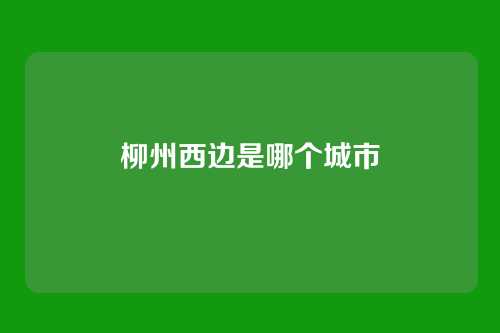 柳州西边是哪个城市