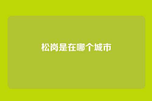 松岗是在哪个城市
