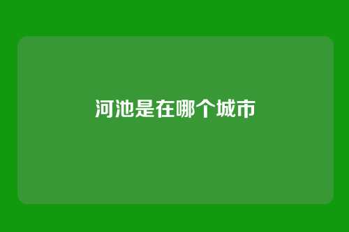 河池是在哪个城市