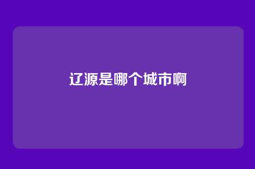 辽源是哪个城市啊