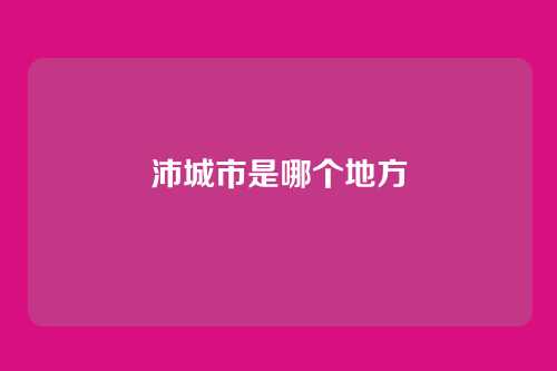 沛城市是哪个地方